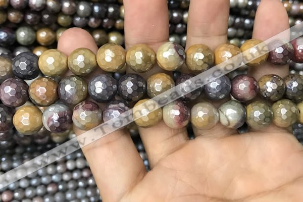 CMK340 15.5 inches 10mm faceted round AB-color mookaite beads