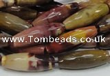 CMK48 15.5 inches 10*30mm faceted rice mookaite beads wholesale