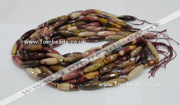 CMK48 15.5 inches 10*30mm faceted rice mookaite beads wholesale