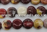 CMK86 15.5 inches 12mm flat round mookaite beads wholesale