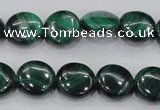 CMN100 15.5 inches 14mm flat round natural malachite beads wholesale