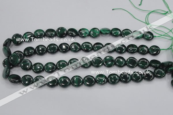 CMN100 15.5 inches 14mm flat round natural malachite beads wholesale
