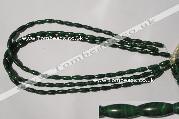 CMN211 15.5 inches 5*12mm rice natural malachite beads wholesale