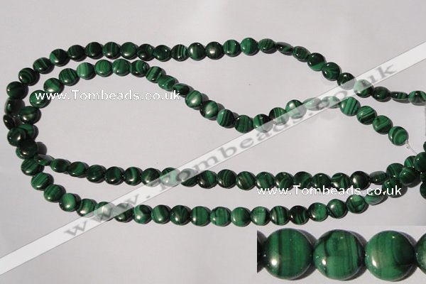 CMN251 15.5 inches 8mm flat round natural malachite beads wholesale