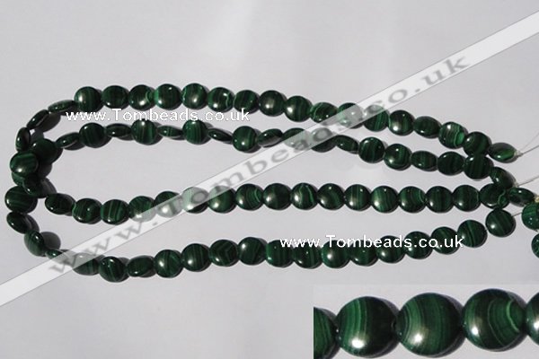 CMN252 15.5 inches 10mm flat round natural malachite beads wholesale