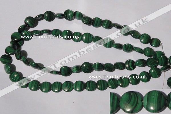 CMN253 15.5 inches 12mm flat round natural malachite beads wholesale