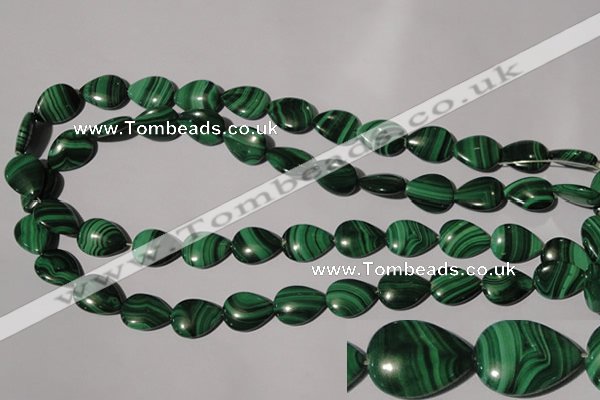 CMN283 15.5 inches 12*16mm flat teardrop natural malachite beads