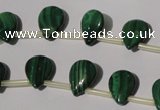 CMN320 Top-drilled 8*12mm flat teardrop natural malachite beads