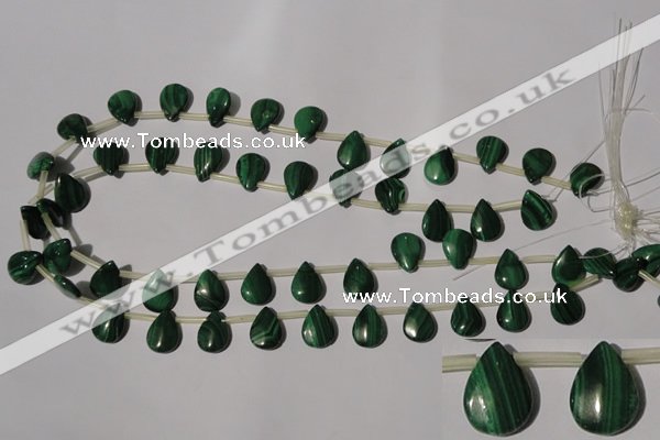 CMN320 Top-drilled 8*12mm flat teardrop natural malachite beads