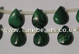 CMN321 Top-drilled 10*14mm flat teardrop natural malachite beads