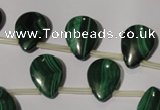 CMN322 Top-drilled 12*16mm flat teardrop natural malachite beads