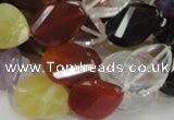 CMQ08 15*20mm twisted faceted teardrop multicolor quartz beads