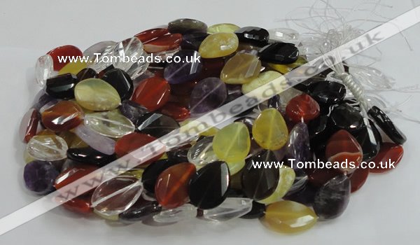 CMQ09 18*25mm twisted faceted teardrop multicolor quartz beads