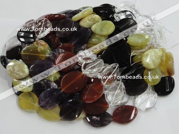 CMQ10 20*30mm twisted faceted teardrop multicolor quartz beads