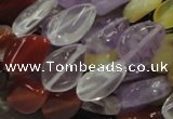 CMQ11 10*14mm twisted flat teardrop multicolor quartz beads