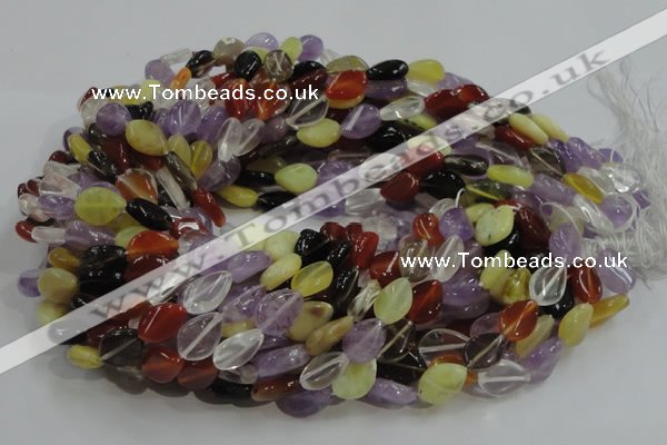 CMQ11 10*14mm twisted flat teardrop multicolor quartz beads