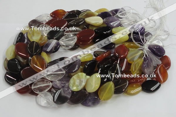 CMQ14 18*25mm twisted flat teardrop multicolor quartz beads