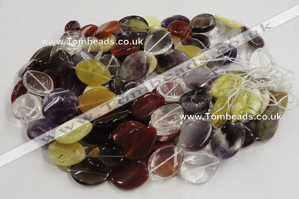 CMQ15 20*30mm twisted flat teardrop multicolor quartz beads