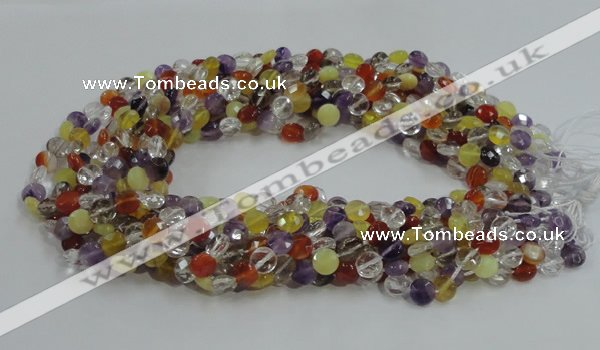 CMQ17 15.5 inches 8mm faceted coin multicolor quartz beads