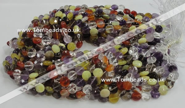 CMQ18 15.5 inches 10mm faceted coin multicolor quartz beads