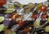 CMQ19 15.5 inches 6*9mm faceted teardrop multicolor quartz beads