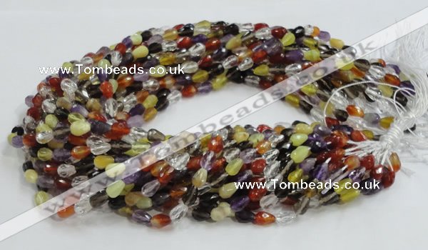 CMQ19 15.5 inches 6*9mm faceted teardrop multicolor quartz beads