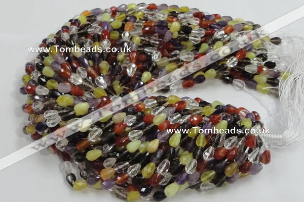 CMQ20 15.5 inches 8*10mm faceted teardrop multicolor quartz beads