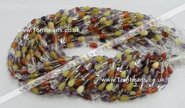 CMQ22 15.5 inches 6*10mm teardrop multicolor quartz beads