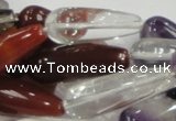 CMQ23 15.5 inches 10*30mm teardrop multicolor quartz beads