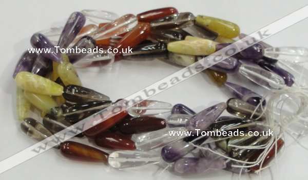 CMQ23 15.5 inches 10*30mm teardrop multicolor quartz beads