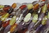 CMQ24 15.5 inches 5*10mm faceted rice multicolor quartz beads