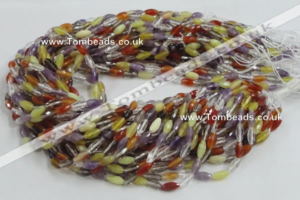 CMQ24 15.5 inches 5*10mm faceted rice multicolor quartz beads