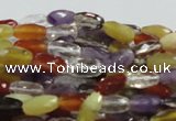 CMQ25 15.5 inches 6*12mm faceted rice multicolor quartz beads