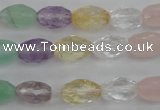 CMQ250 15.5 inches 8*12mm faceted rice multicolor quartz beads