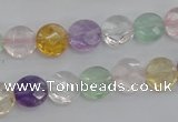 CMQ251 15.5 inches 10mm faceted coin multicolor quartz beads