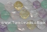 CMQ254 15.5 inches 10*10mm faceted diamond multicolor quartz beads
