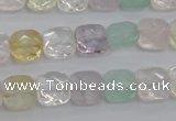 CMQ256 15.5 inches 10*10mm faceted square multicolor quartz beads