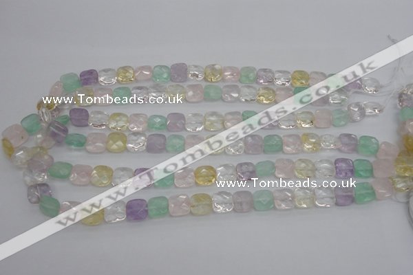 CMQ256 15.5 inches 10*10mm faceted square multicolor quartz beads
