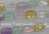 CMQ257 15.5 inches 8*12mm faceted rectangle multicolor quartz beads