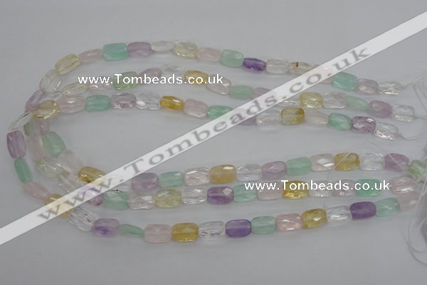 CMQ257 15.5 inches 8*12mm faceted rectangle multicolor quartz beads