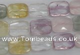 CMQ258 15.5 inches 10*14mm faceted rectangle multicolor quartz beads