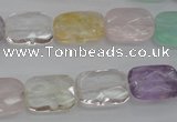 CMQ259 15.5 inches 12*16mm faceted rectangle multicolor quartz beads