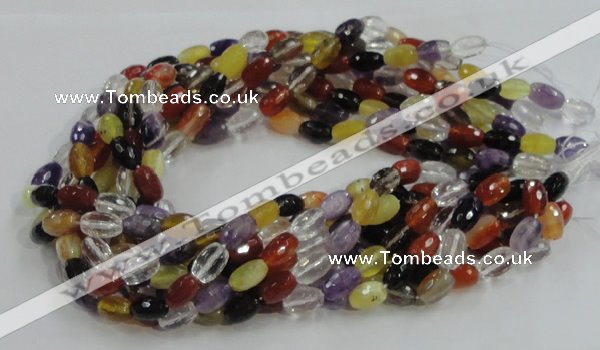 CMQ26 15.5 inches 8*12mm faceted rice multicolor quartz beads