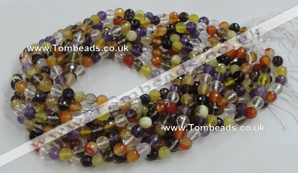 CMQ31 15.5 inches 6mm faceted round multicolor quartz beads