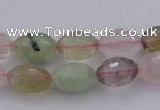 CMQ318 15.5 inches 10*14mm faceted rice mixed quartz beads