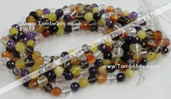 CMQ33 15.5 inches 10mm faceted round multicolor quartz beads