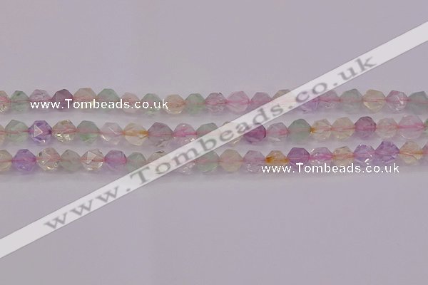 CMQ367 15.5 inches 8mm faceted nuggets mixed quartz beads