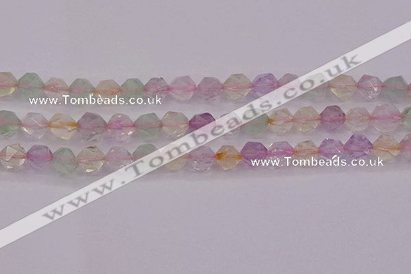 CMQ369 15.5 inches 12mm faceted nuggets mixed quartz beads