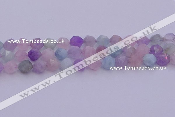 CMQ383 15.5 inches 10mm faceted nuggets mixed quartz beads