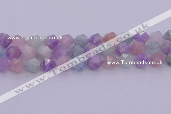 CMQ384 15.5 inches 12mm faceted nuggets mixed quartz beads